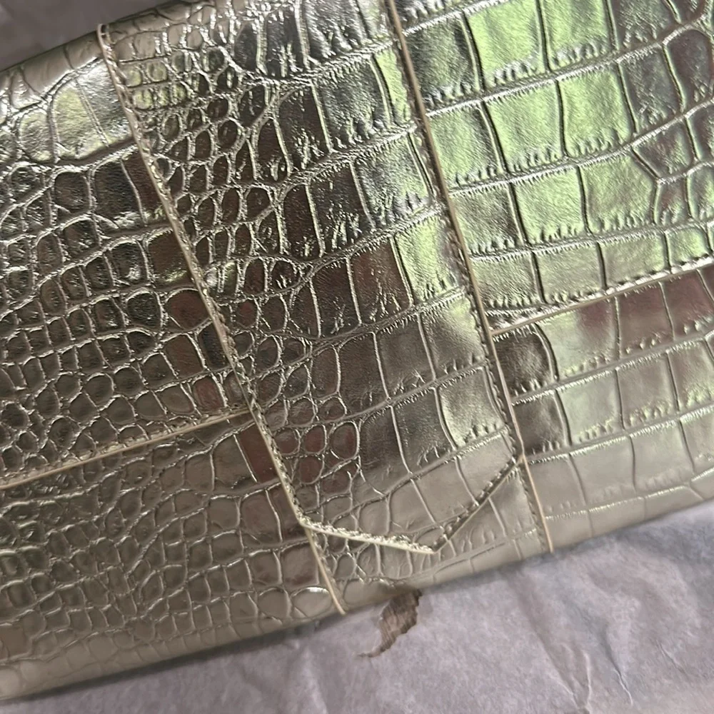 JJ Winters NWT‎ Nikki platinum croc clutch